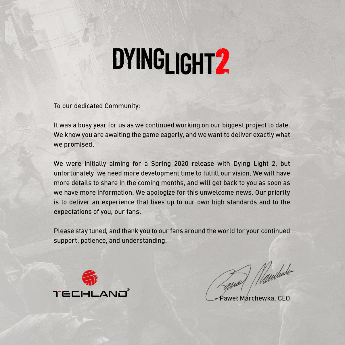 Релиз Dying Light 2 отложили на неопределённый срок